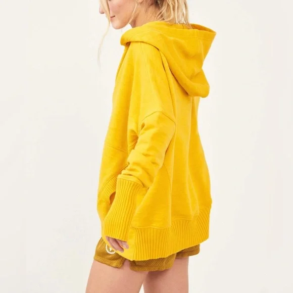 NWT Free People FP Movement Honey Dove Swaying Sunflowers Yellow Pullover Hoodie - Picture 5 of 13